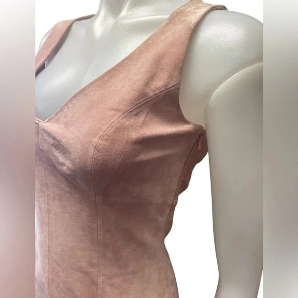Vintage Danier Pink  Leather Suede Sleeveless Dress Size 4 - Picture 6 of 12
